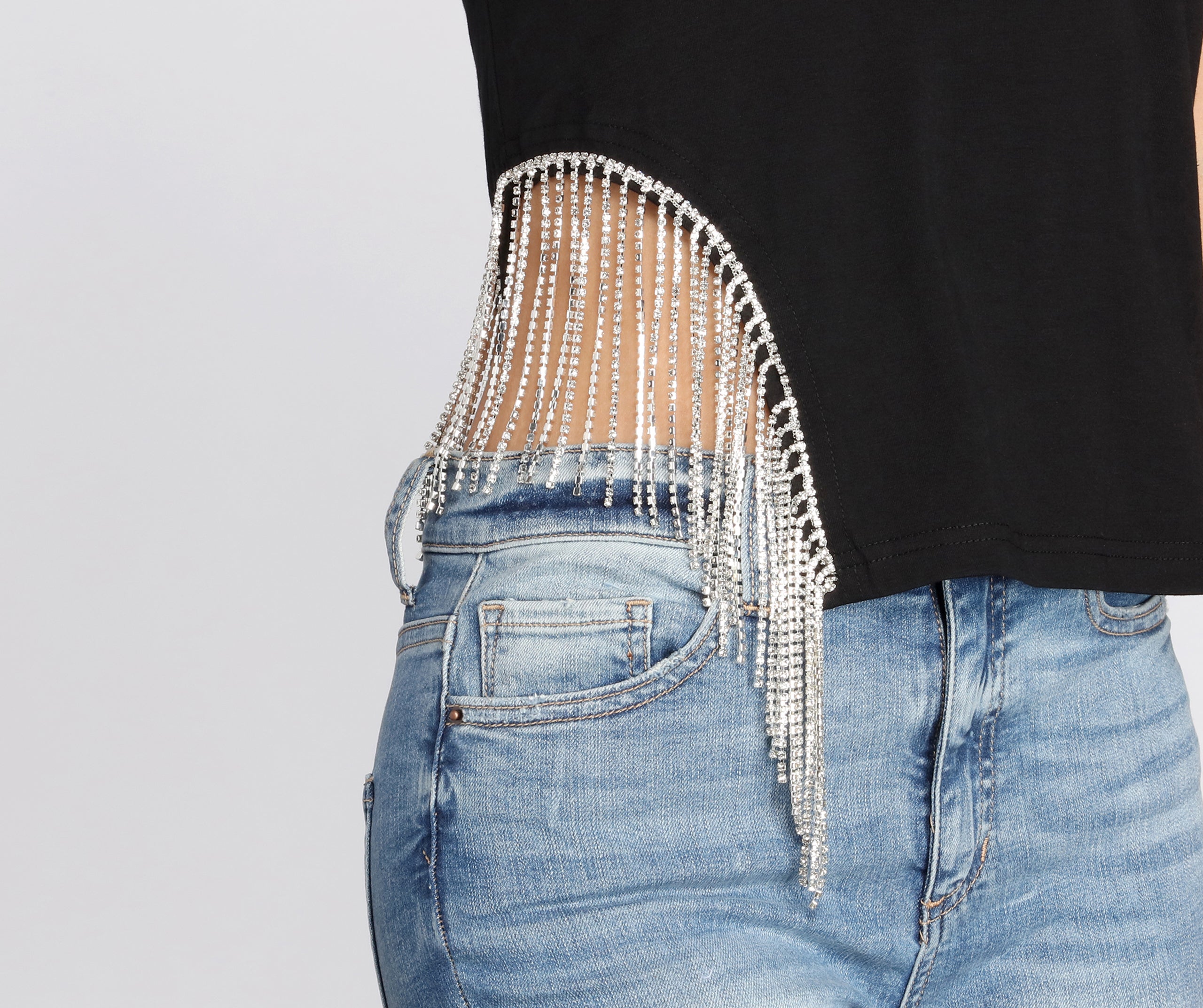 Rhinestone Fringe Tee