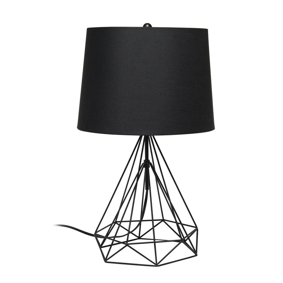 Lalia Home Geometric Wired Table Lamp with Fabric Shade - N/A