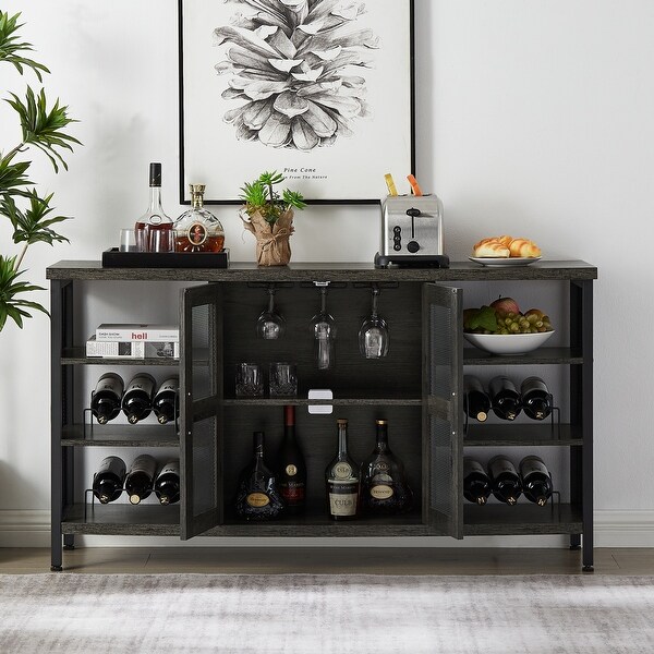 Industrial Wine Bar Sideboard with Wine Racks