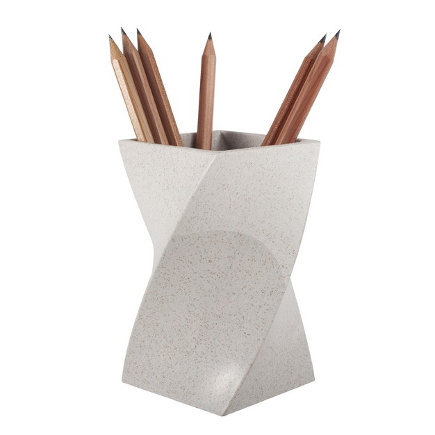 Zodaca Wave Pen Holder Wheat Straw Pencil Cup Desk Organizer Makeup Brushes Holder Beige