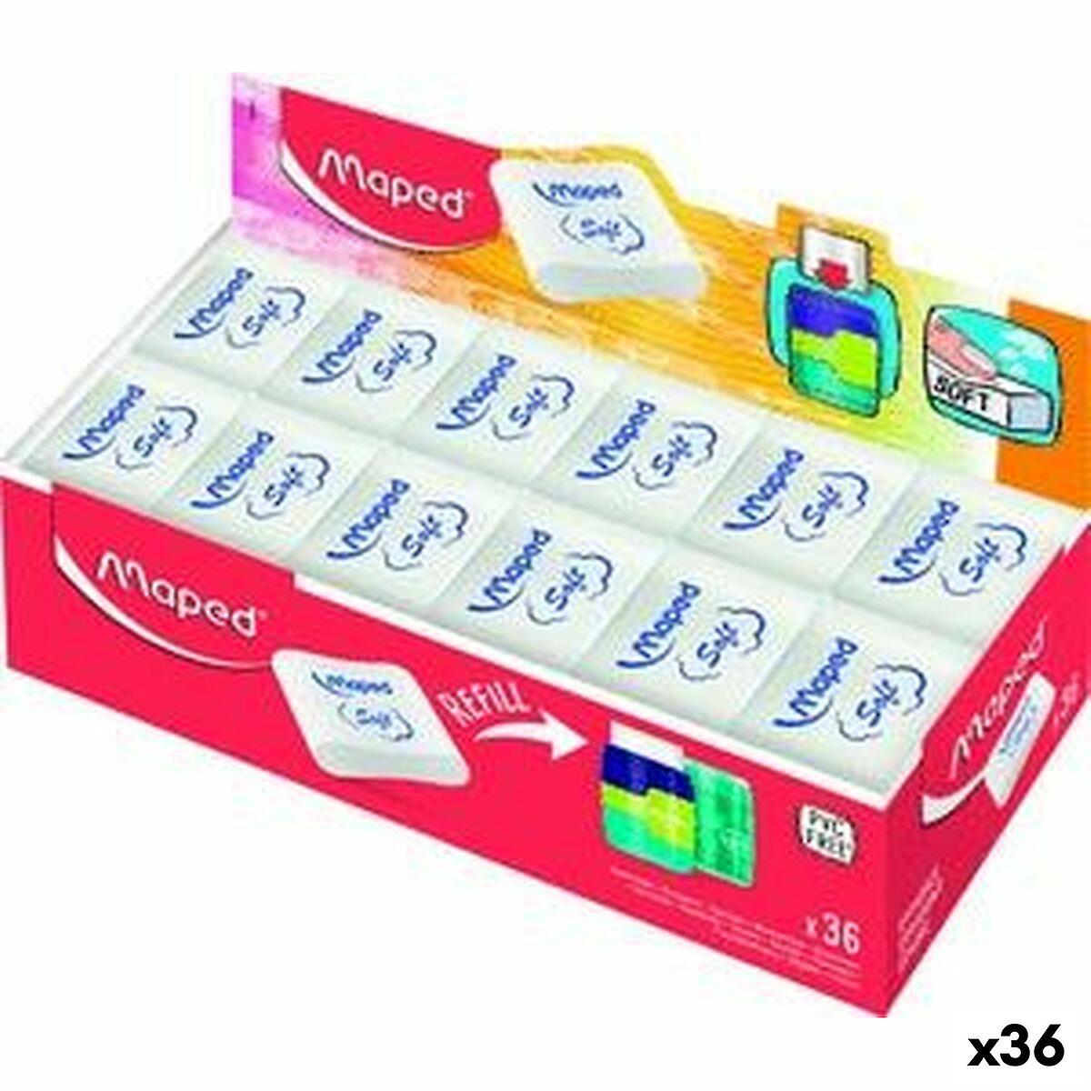 Eraser Set Maped Essential Soft Connect White 36 Units