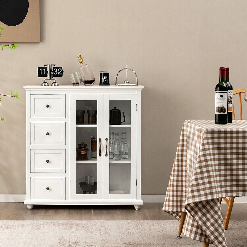 Buffet Sideboard Table Kitchen Storage Cabinet with Drawers and Doors