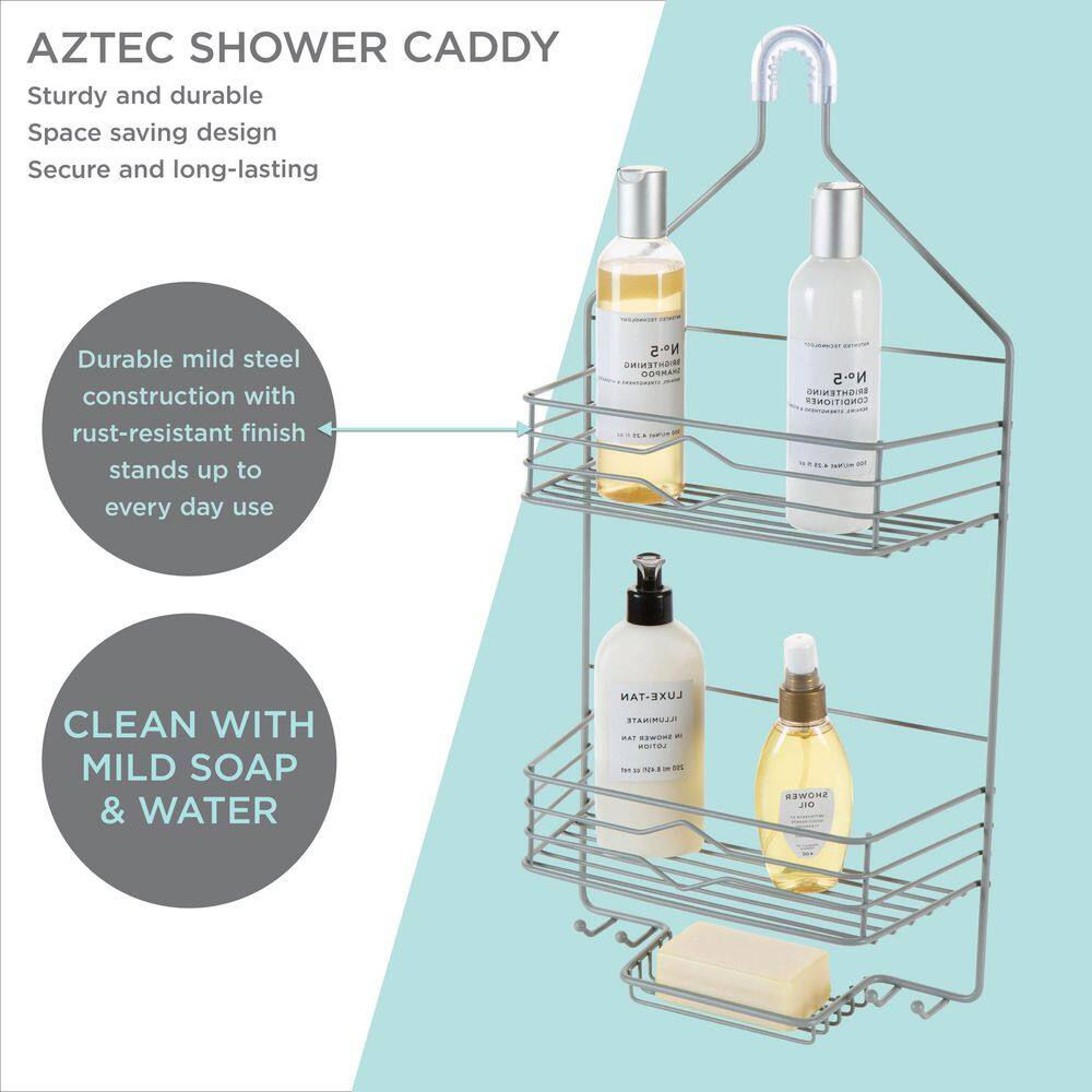 Bath Bliss 2 Tier Aztec Shower Caddy in Grey 10015-GREY