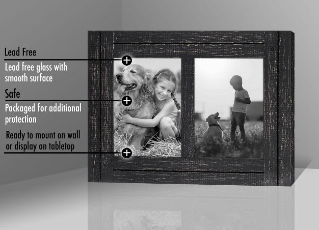 Americanflat Rustic Collage Picture Frame With Polished Glass Horizontal And Vertical Formats For Wall And Tabletop