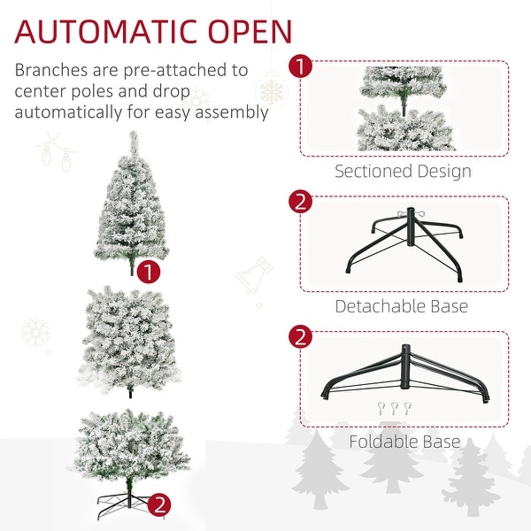 9ft PreLit SnowFlocked Slim Douglas Fir Artificial Christmas Tree with Realistic Branches，550 LED Lights and 988 Tips