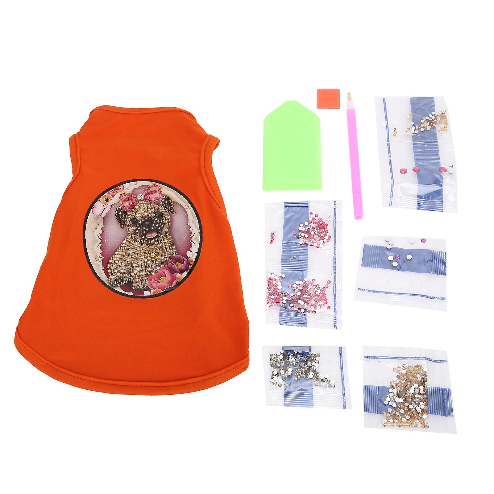 Pet Vest Clothes Small Dog Cat Rhinestone Painting Soft Breathable Summer Shirt Apparelorange S