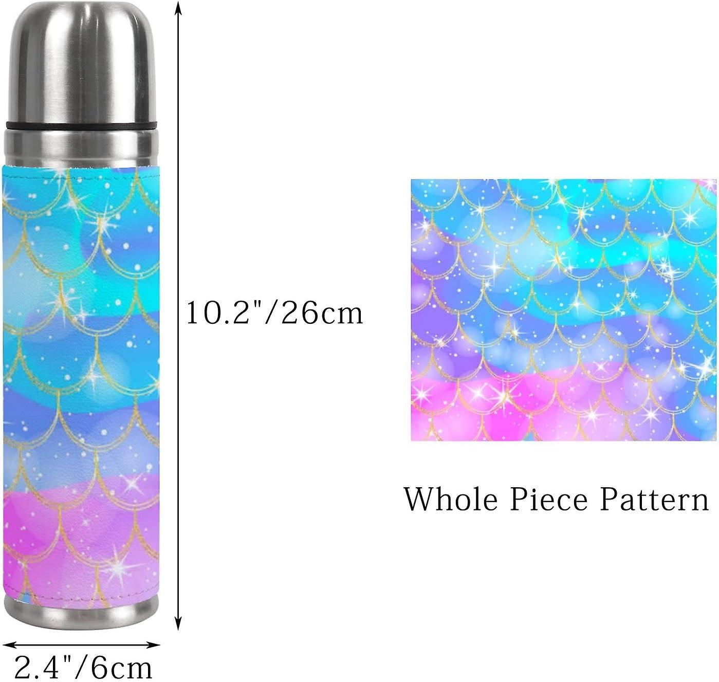 Insulated Mug Stainless Steel Water Bottle Mermaid Holographic Rainbow Vacuum Cup Travel Mug For School Office