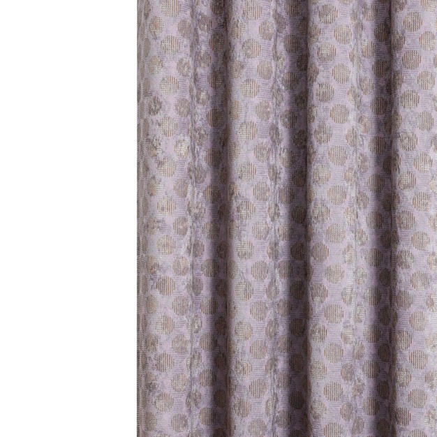 Kate Aurora 2 Piece Contemporary Chic Metallic Abstract Circles Light Filtering Grommet Top Curtains