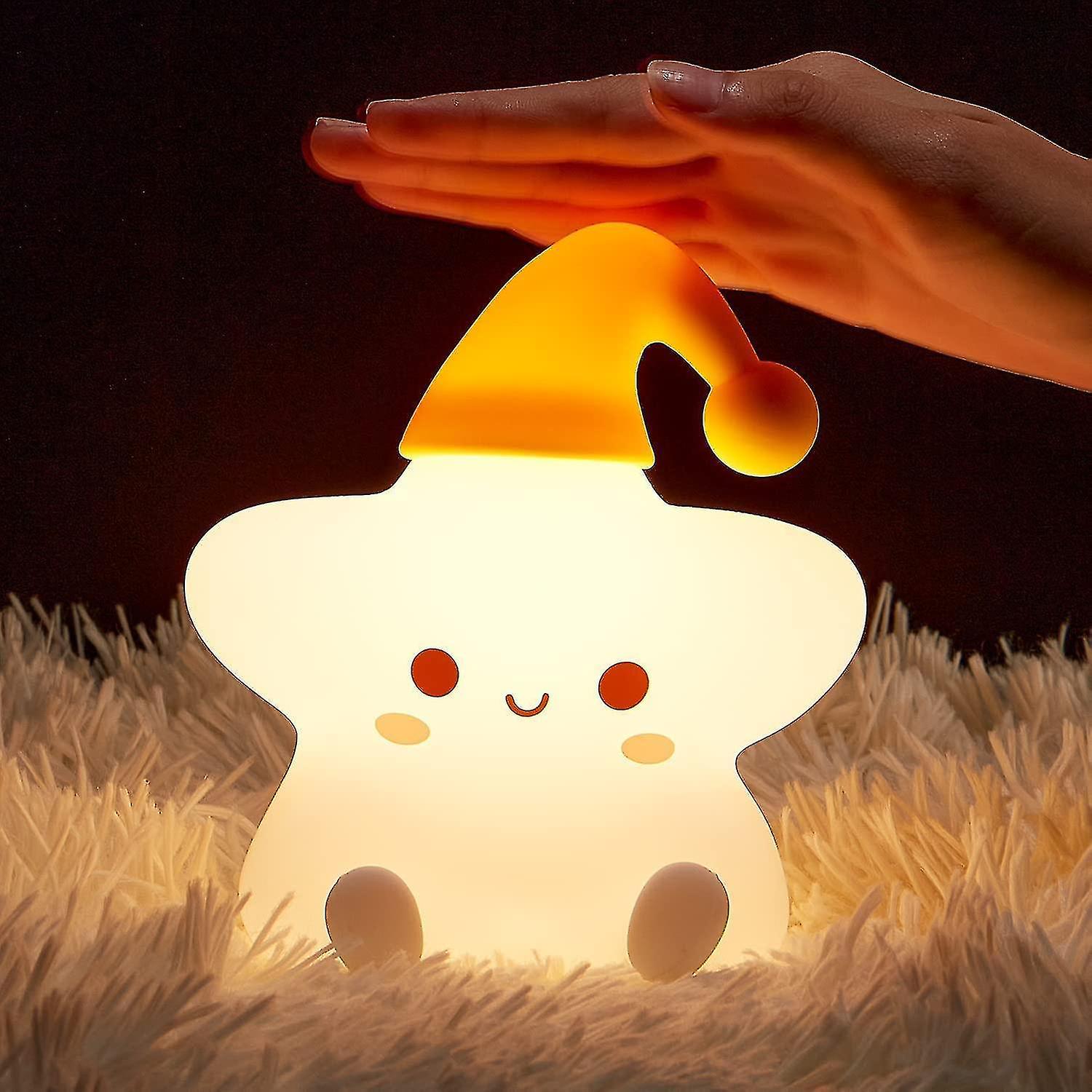 One Fire Night Light For Kids， Star Cute Night Light Kids Night Light， 7 Colors Rechargeable Battery Toddler Girl Boys Baby Night Light， Silic