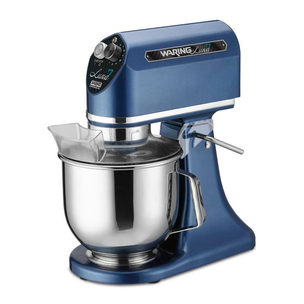 Waring Commercial Luna 7 Qt. 11-Speed Blue Stand Mixer with Dough Hook Mixing Paddle and Whisk WSM7L