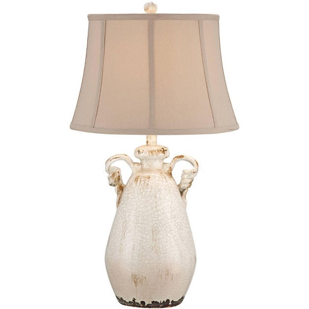 Tall Ivory Ceramic Milk Jar Crackle Beige Bell Shade For Bedroom Living Room Bedside Office