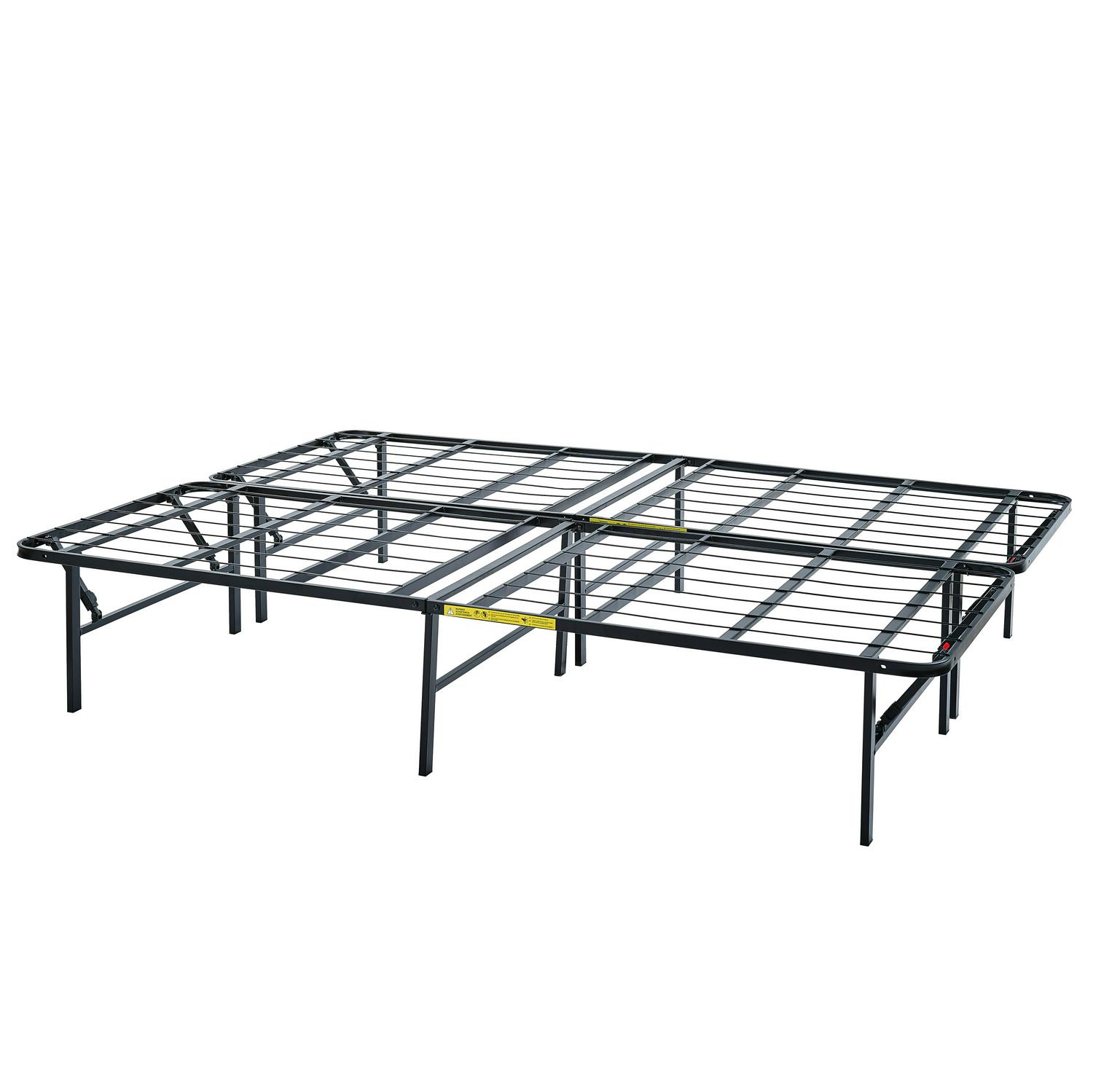 Mainstays 14  High Profile Foldable Steel King Platform Bed Frame Black  Crowdfused