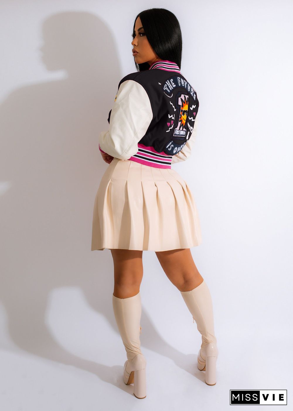 Autumn And Winter Printed Colorblock Baseball Jacket