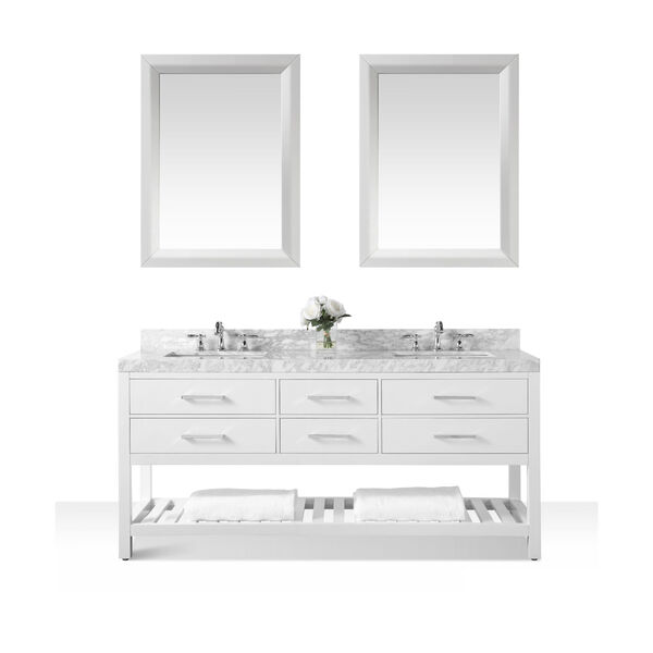 Elizabeth White 72-Inch Vanity Console with Mirror and Gold Hardware