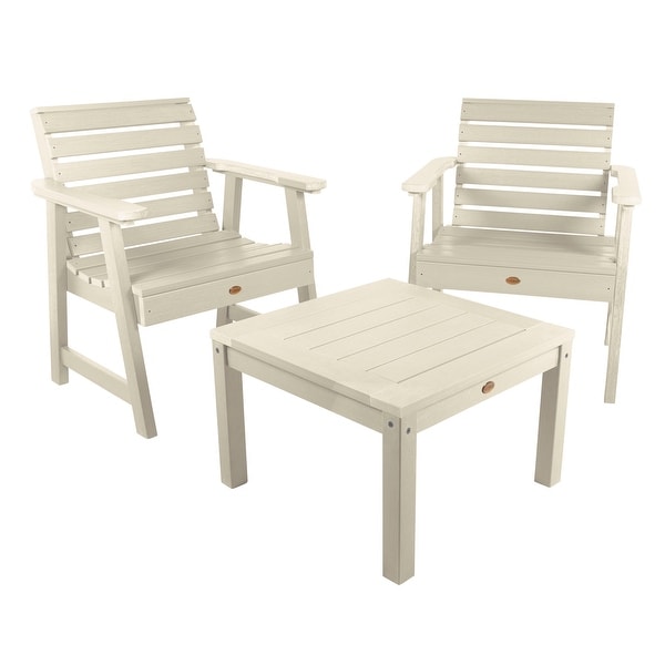 2 Highwood Weatherly Garden Chairs with 1 Square Side Table