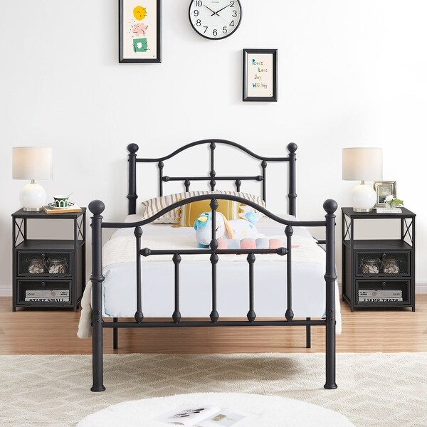 Taomika 3-pieces Modern Bedroom Set with Black Curved Bed Frame - - 35654760