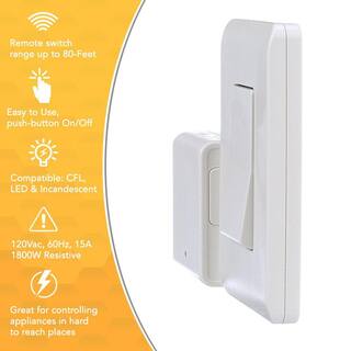 Woods 8-Amp Indoor Plug-In Wireless Wall Switch Light Control White 59773WD