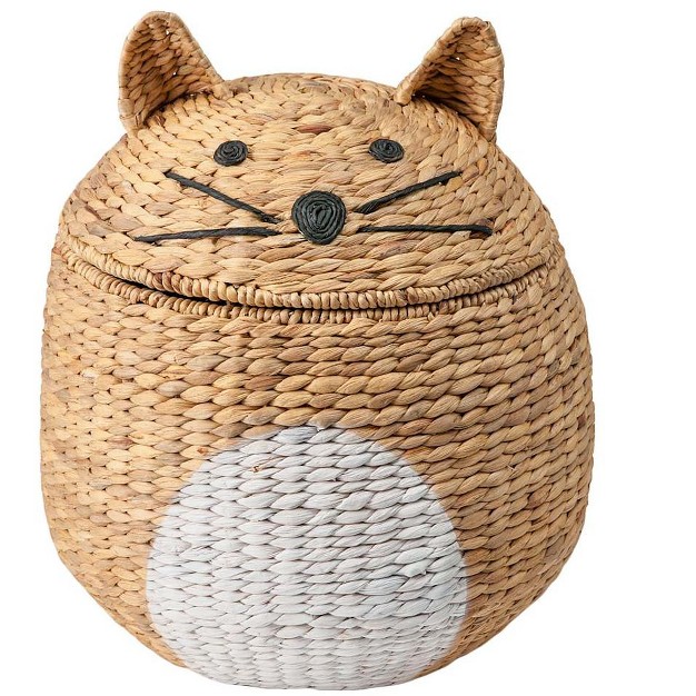 Wind amp Weather Woven Cat shaped Storage Basket With Lid