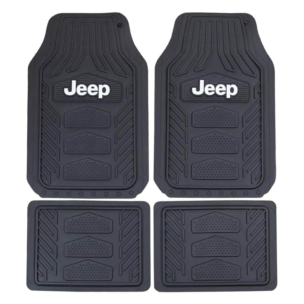 Plasticolor Jeep WeatherPro 4-Piece Set 27 in. x 17.5 in. Ultra-Durable Rubber Utility Black/White Car Mat 001668R01