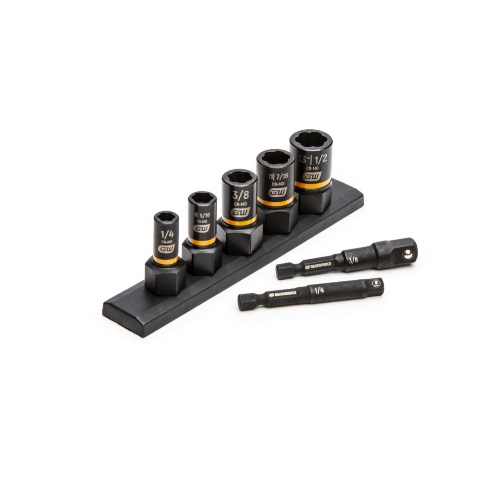 7 Piece 1/4 and 3/8 Drive SAE Bolt Biter™ Impact Extraction Socket Set ;