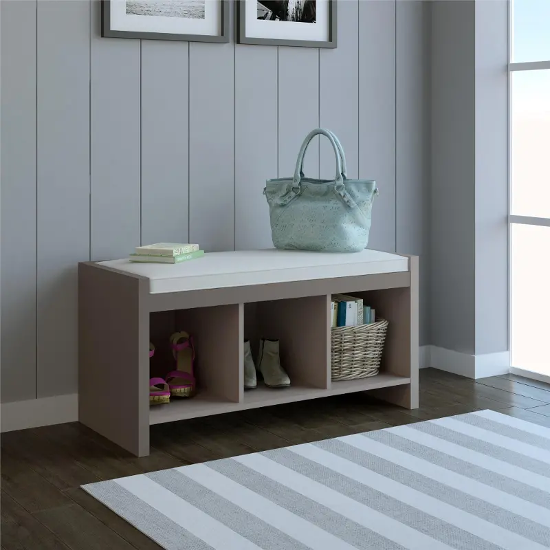 Penelope Taupe Entryway Storage Bench