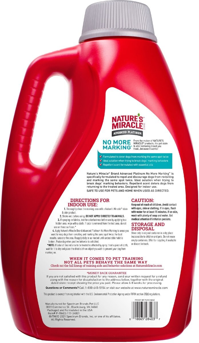 Nature's Miracle No More Marking Pet Stain Remover and Odor Eliminator Spray