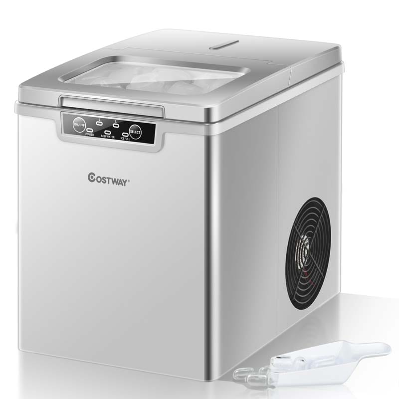 26LBS/24H Portable Ice Maker Countertop Ice Making Machine with Ice Scoop & Removable Basket