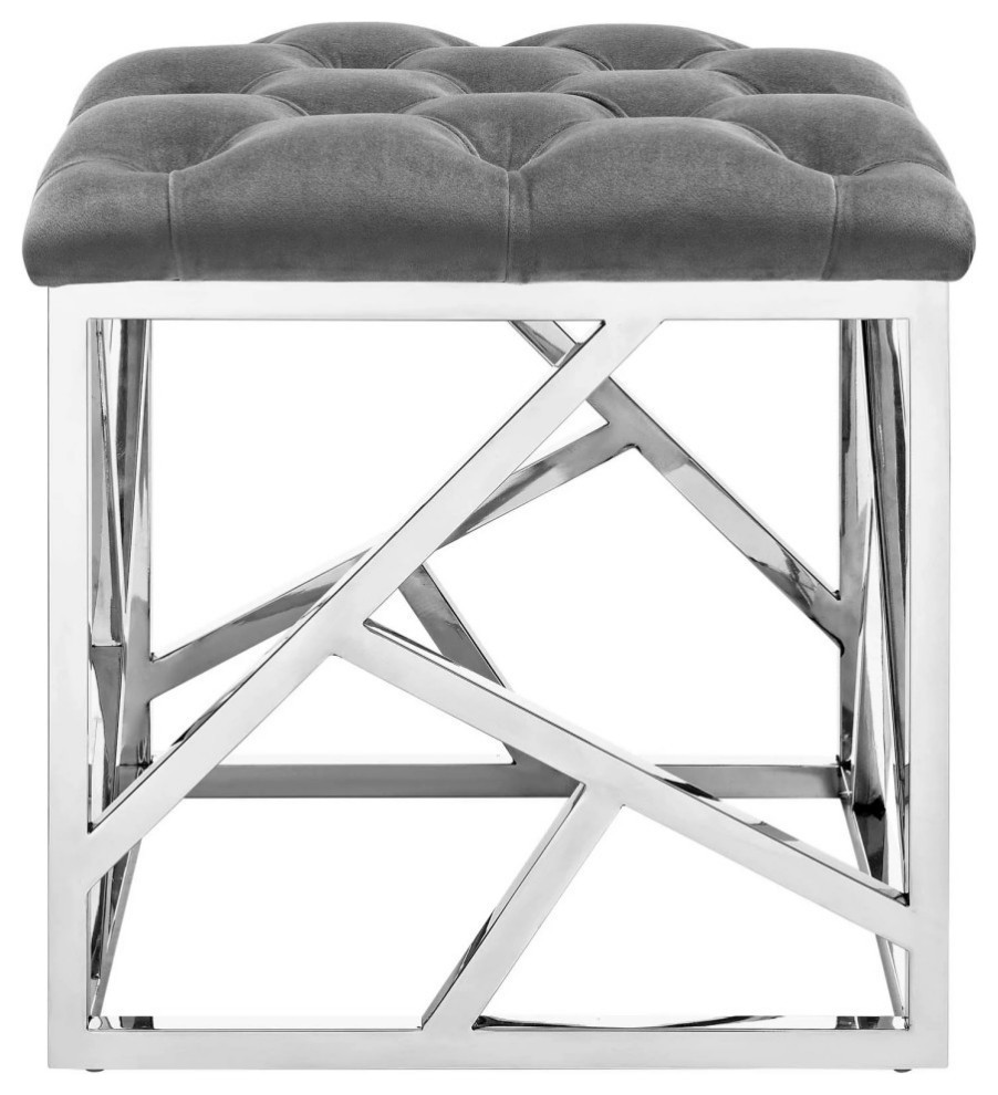 Piper Gray Silver Ottoman   Modern   Footstools And Ottomans   by Rustic Home Furniture Deco  Houzz