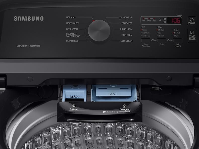 Samsung WA50B5100AV 5.0 Cu. Ft. Large Capacity Top Load Washer With Deep Fill And Ez Access Tub In Brushed Black