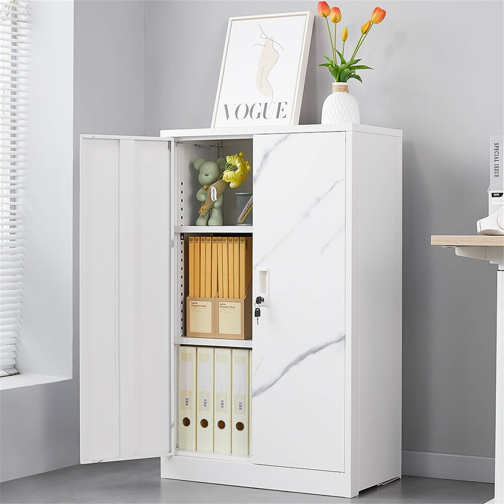 Metal Folding Filing Locker Storage Cabinet with Locking Doors and Adjustable Shelf