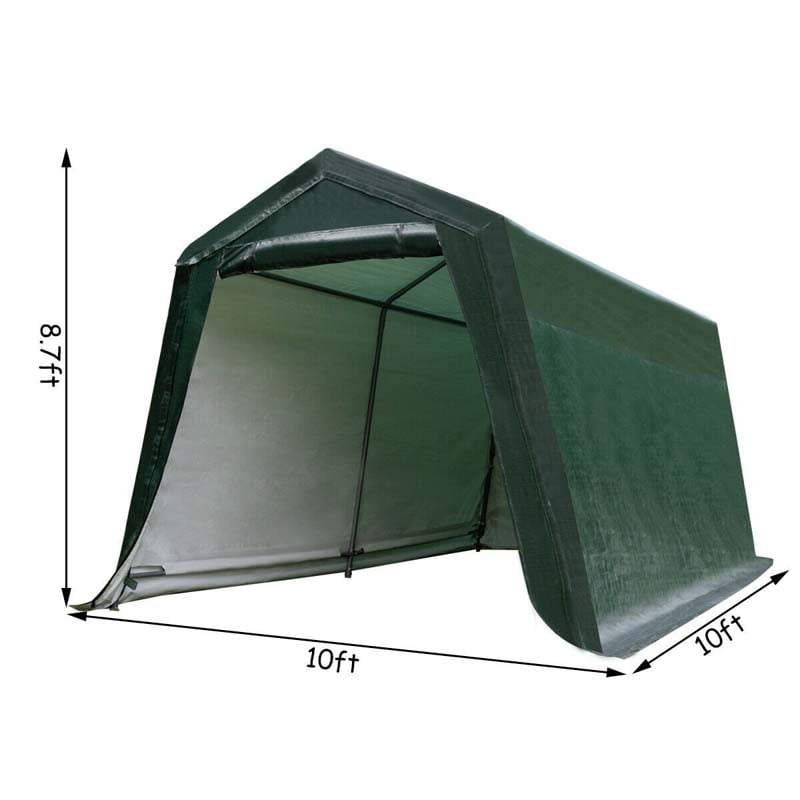 10 x 10 FT Outdoor Patio Steel Carport Canopy Tent Storage Shelter Garage Shed for Motorcycle ATV Car Bike