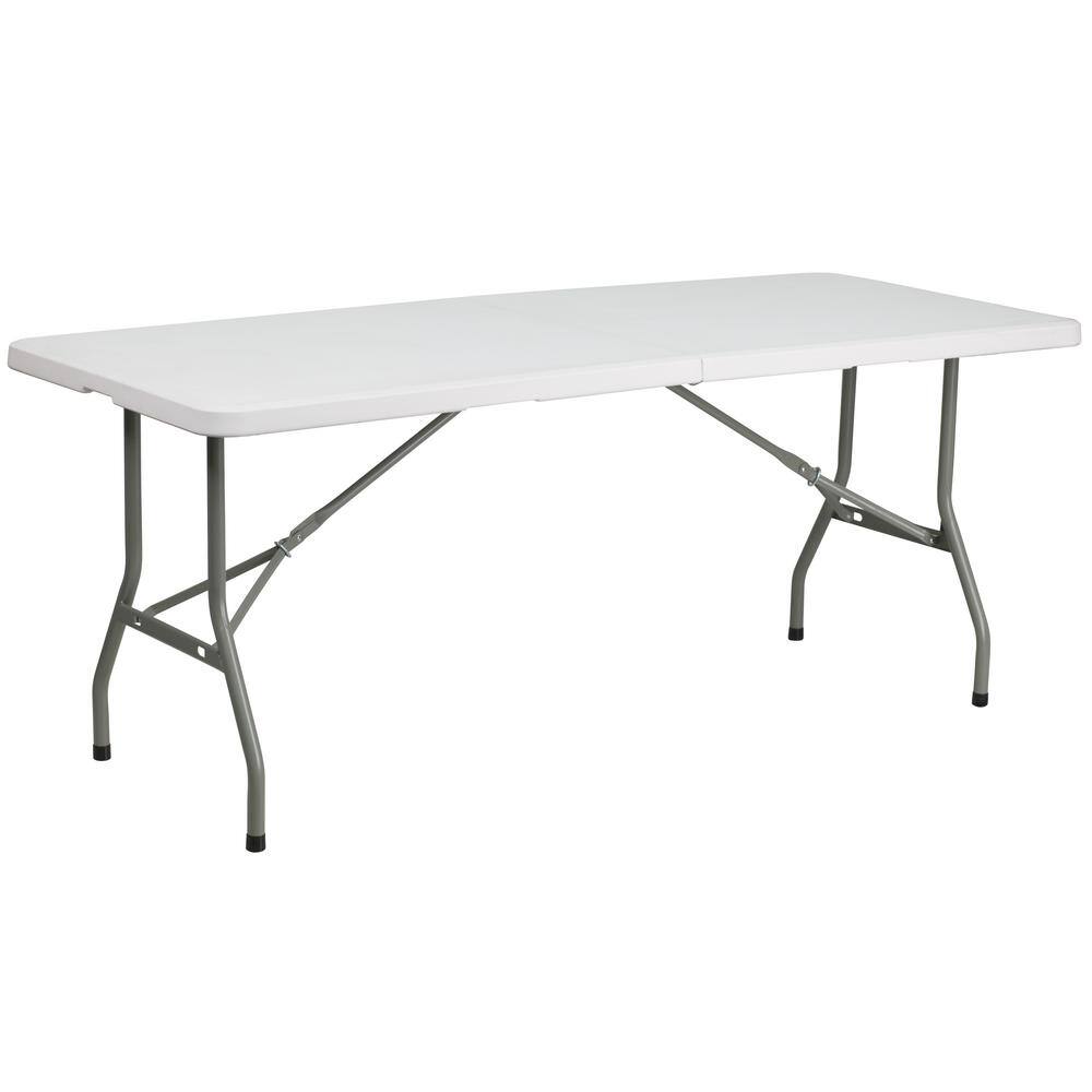 Carnegy Avenue 72 in. Granite White Plastic Tabletop Metal Frame Folding Table CGA-RB-22755-GR-HD