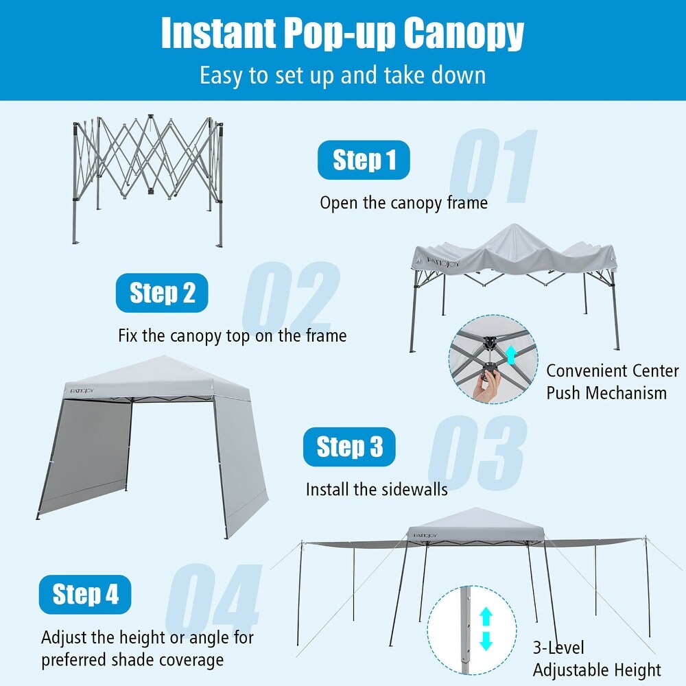 Gymax Patio 10 x 10FT Instant Pop up Canopy Folding Tent w/ Sidewalls