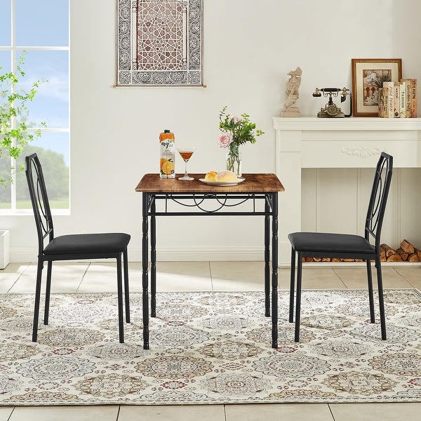 3-Piece Dining Table Set with 2 Chairs for Home Kitchen Breakfast Nook