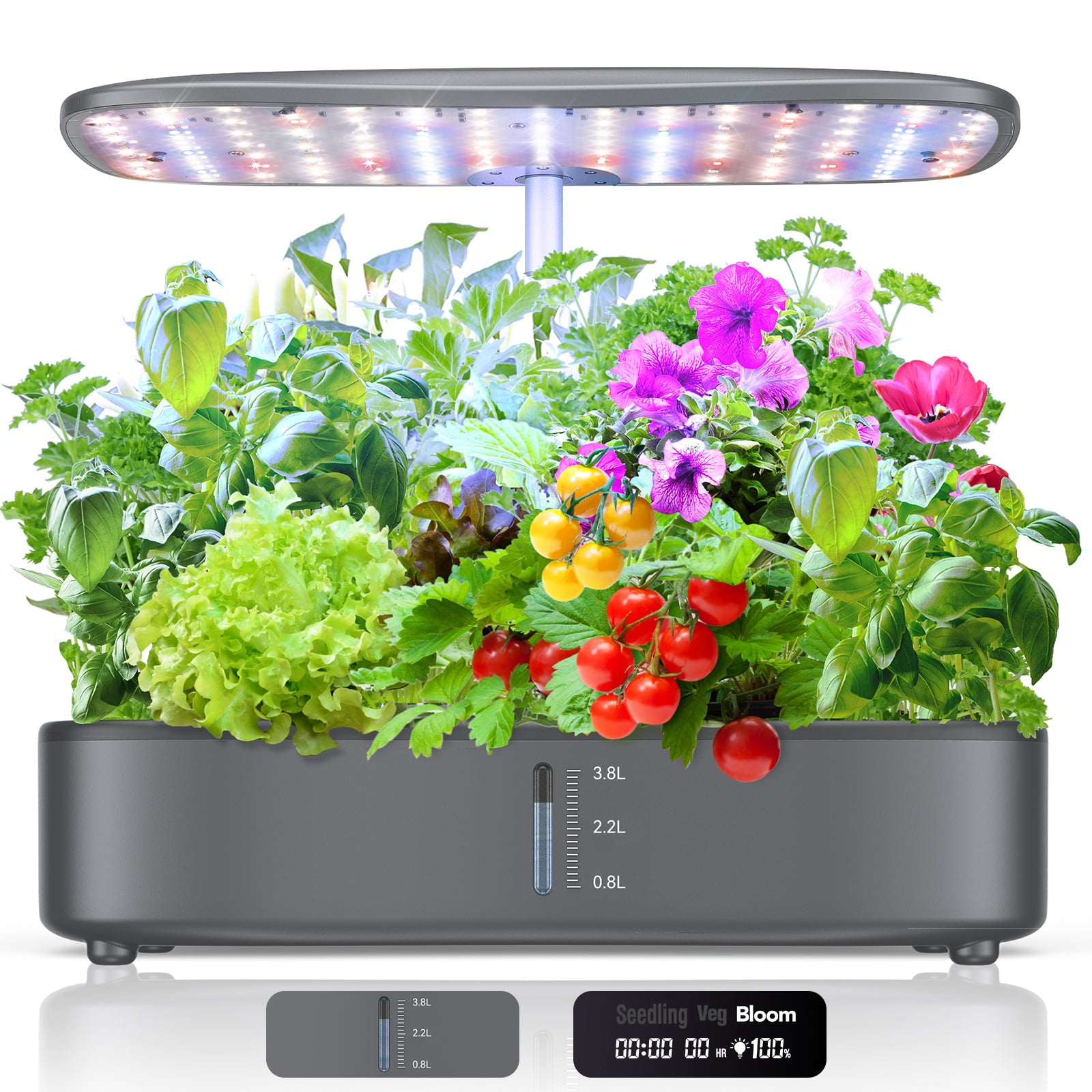 Hommie Hydroponics Growing System， Home Grow Light Kits， Silent Pump， Touch Panel， Smart Timer