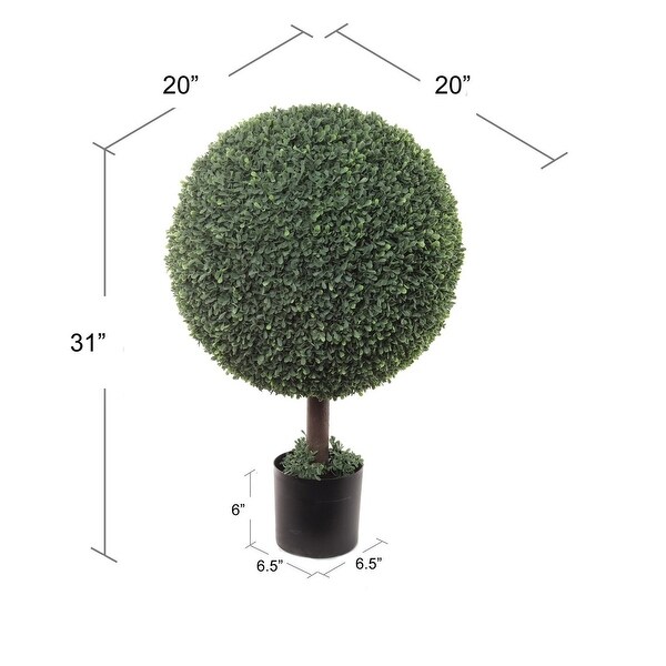 31in UV Artificial Boxwood Ball Topiary