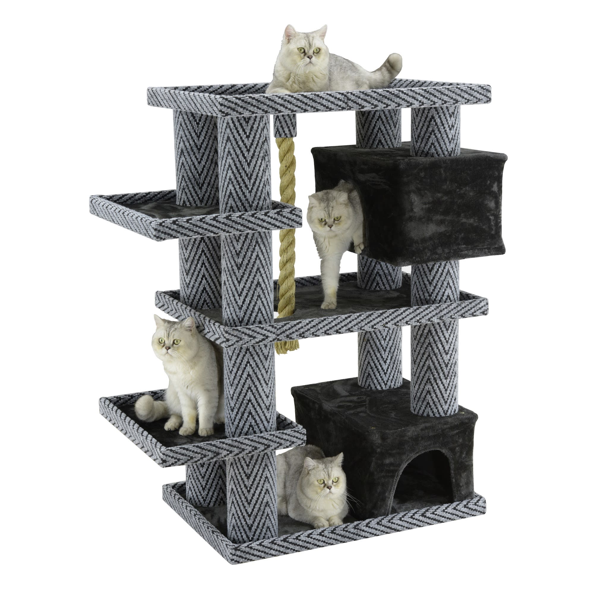 GO PET CLUB Sequoia Cat Tree House with Jungle Rope LP-855， 50.5