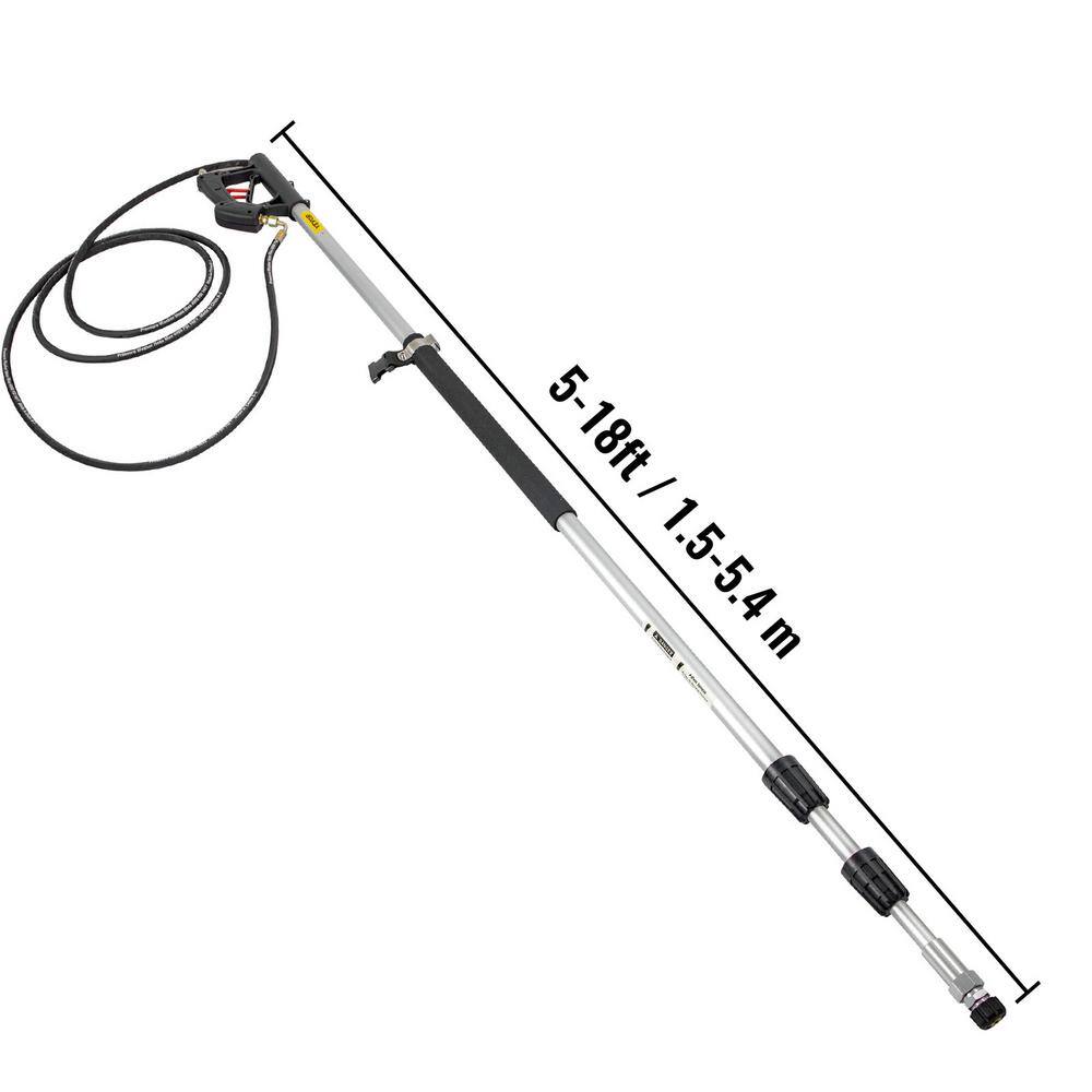 VEVOR Telescoping Pressure Washer Wand 4000 PSI 8-18 ft Extendable Power Cleaning Tools with Strap Belt and 5 Nozzle Tips QDXDJ5.5MQXSQ0001V0