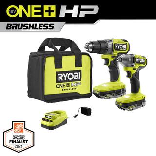 RYOBI ONE+ HP 18V Brushless Cordless 12 in. DrillDriver and Impact Driver Kit w(2) 2.0 Ah Batteries Charger and Bag PBLCK01K