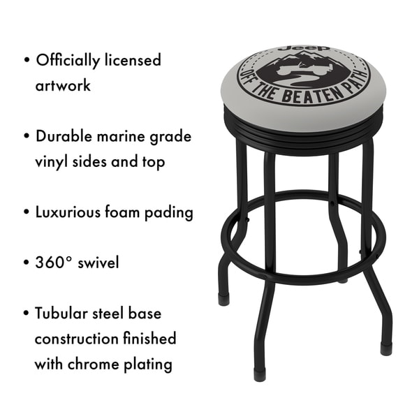 Jeep Black Mountain 360 Degree Swivel Black Barstool with Foam Padded Seat - 20.75 x 20.75 x 29