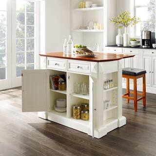 CROSLEY FURNITURE Coventry White Kitchen Island with Stools KF300075WH