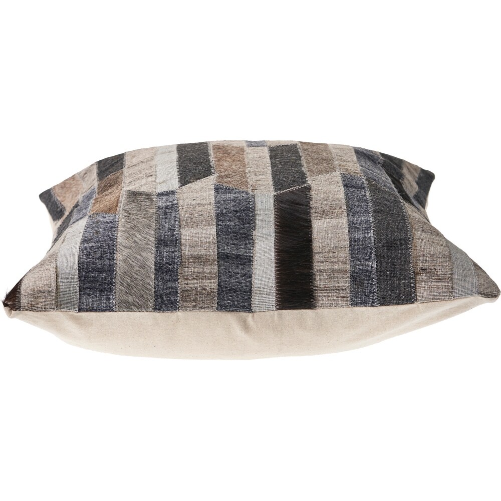 LR Home Multicolored Striped Faux Leather Throw Pillow