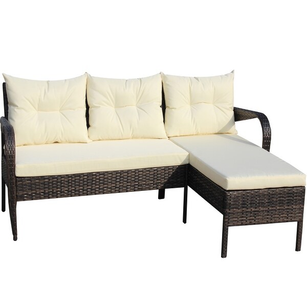 Outdoor patio Furniture sets 2 Piece Conversation set wicker Ratten Sectional Sofa with Seat Cushions