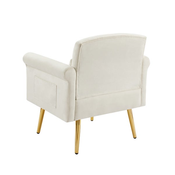 Elegant luxury Velvet Armchair Accent Chairs Tufted Back Lounge Chairs with Nailhead Arms and Pockets