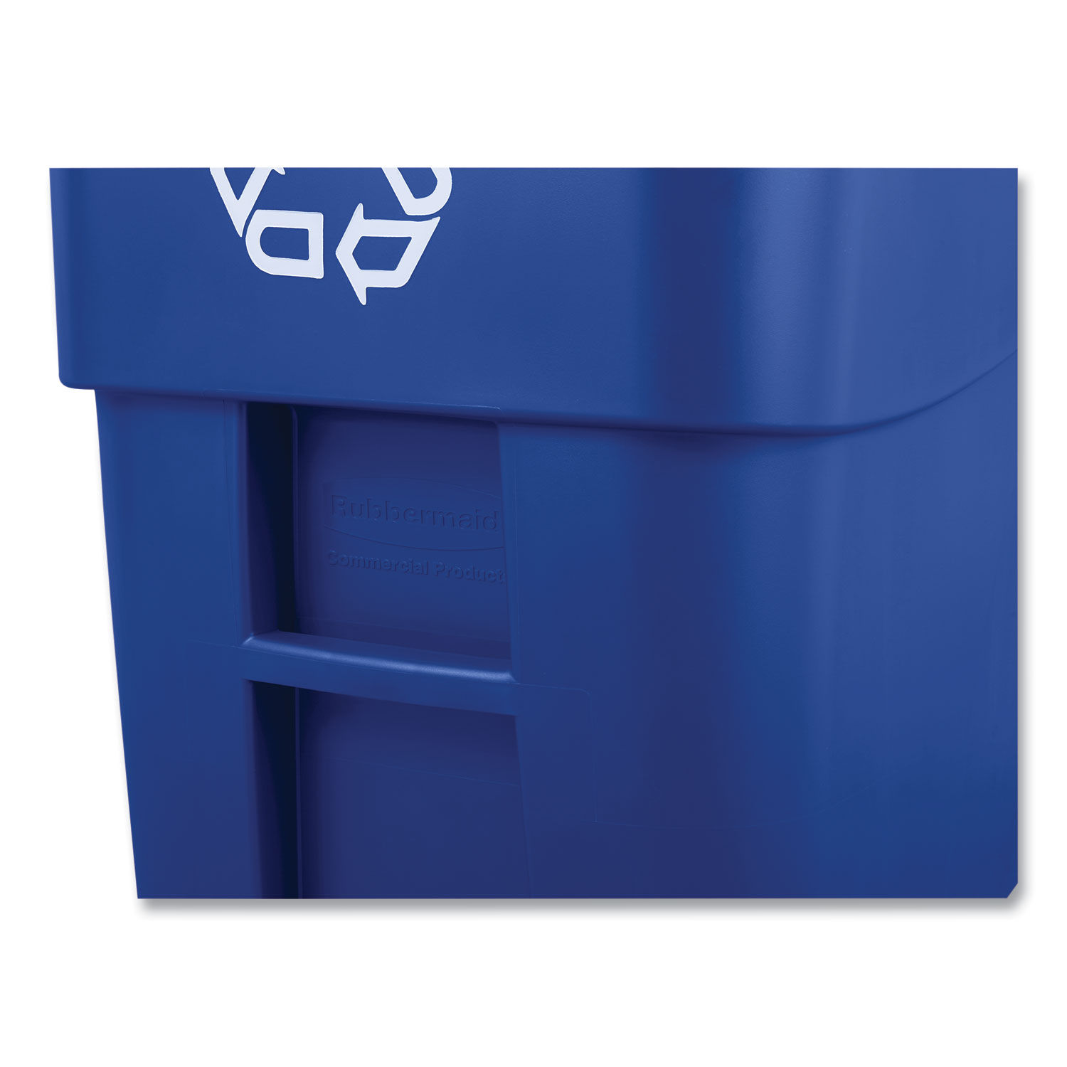 Square Brute Recycling Rollout Container by Rubbermaidandreg; Commercial RCP9W2773BLU