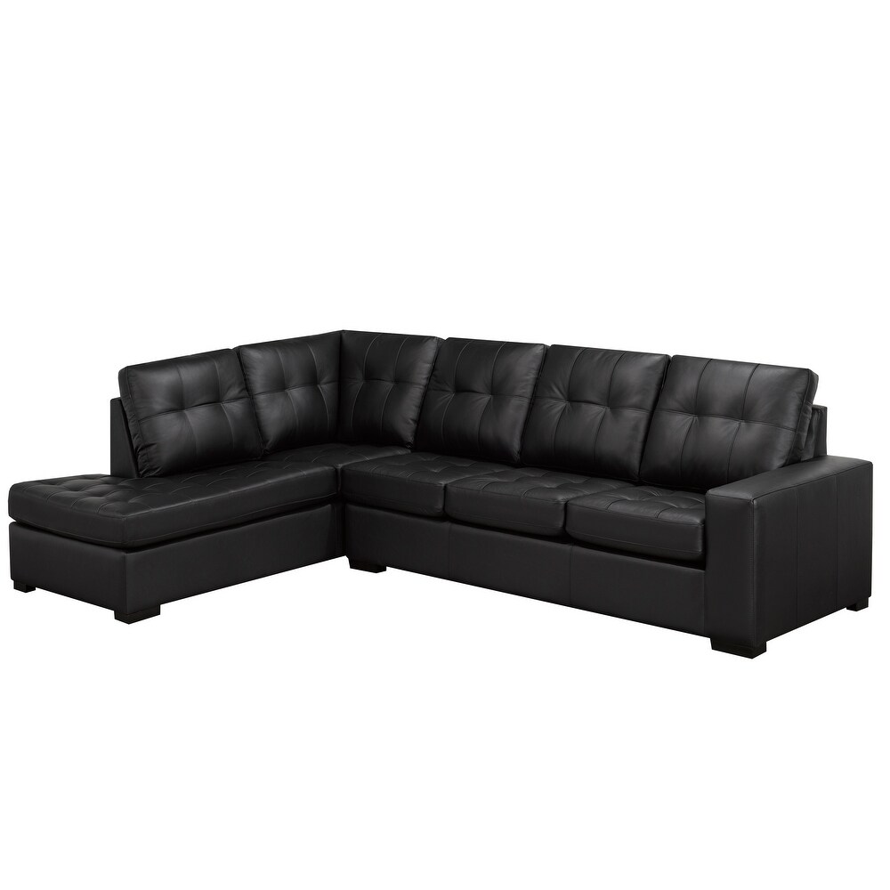 Liam Top Grain Leather Tufted Sectional Chaise Sofa