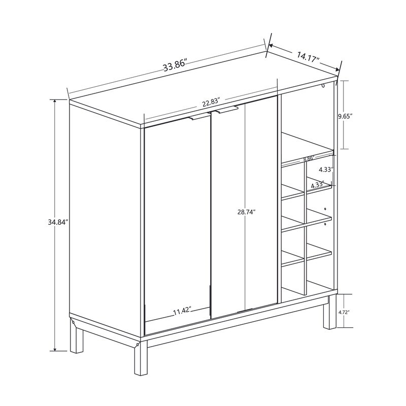 34'' Sideboards and Buffets with Storage  Coffee Bar Cabinet Wine Racks Storage