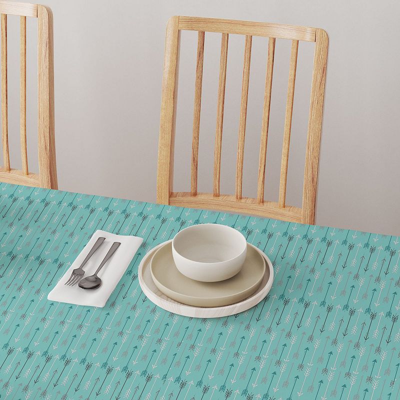 Square Tablecloth， 100% Polyester， 54x54， Arrows on Teal Background