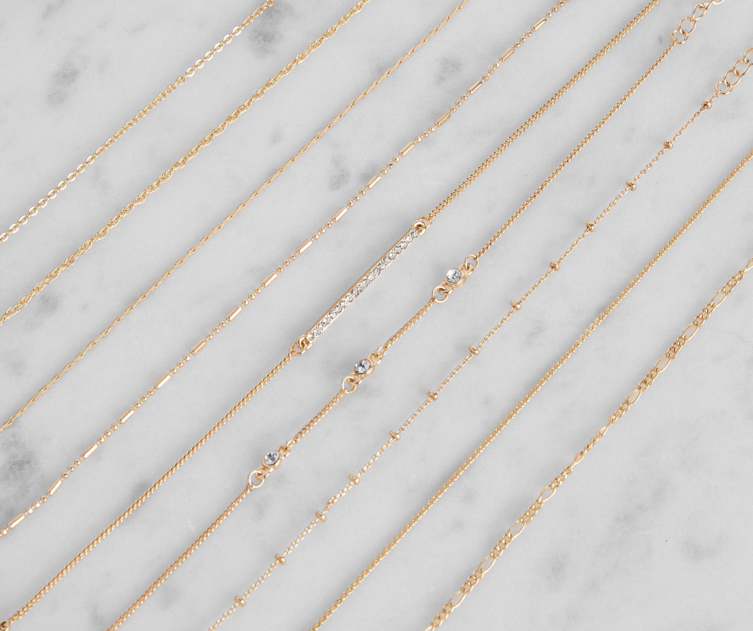 Simply Dainty Chain Bracelet 9 Pack