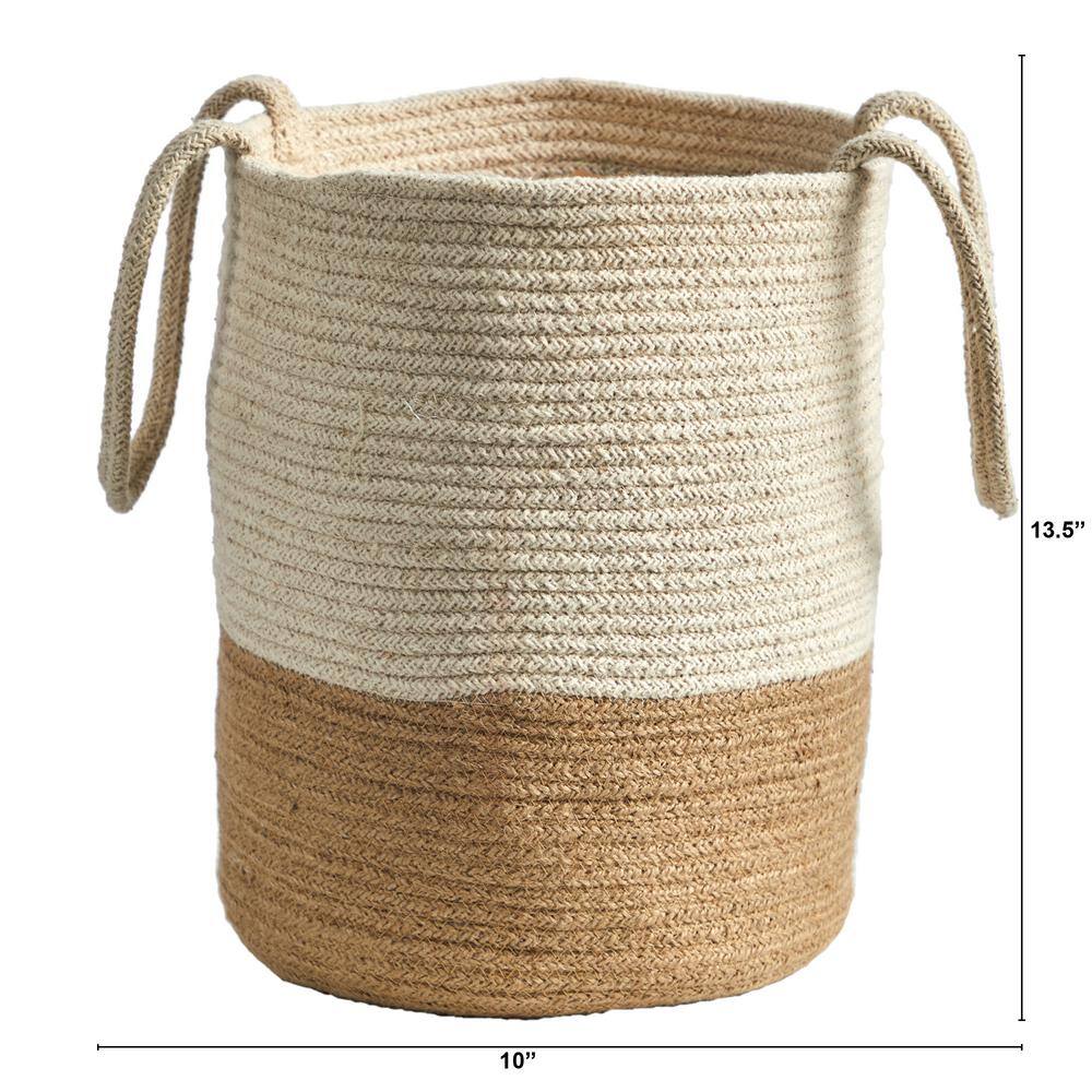 Nearly Natural 12 in. Handmade Natural Burlap Woven Basket Planter 0325-S1